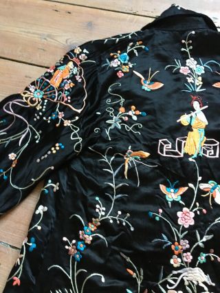 Antique Chinese Silk Embroidered Jacket Shawl Flapper 1920s 8