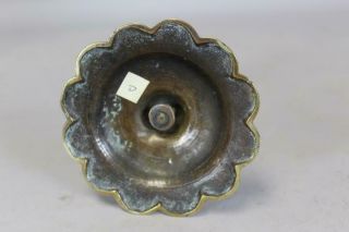 AN EARLY 18TH C ENGLISH QA BRASS CANDLESTICK BALUSTER FORM GREAT PETAL BASE 5
