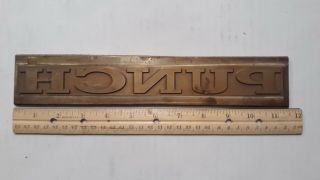 Vintage Punch Cigar Company Brass Engraving Printing Plate