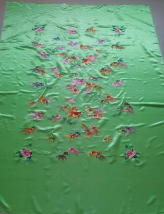 Antique Piano Shawl Tapestry Chines Splendid Silk Hand Embroidered Wedding Sheet
