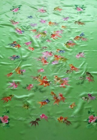 Antique Piano Shawl Tapestry Chines Splendid Silk Hand Embroidered Wedding Sheet 2