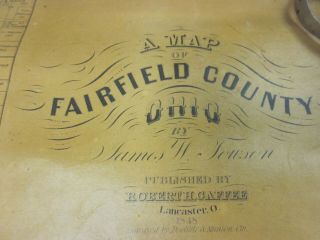 1848 FAIRFIELD COUNTY OHIO STATE ANTIQUE MAP LANCASTER 35 