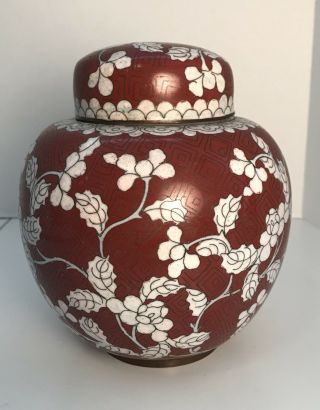 Antique Chinese Cloisonne Ginger Jar Marked China Early 20th Century