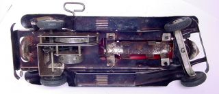 1930s HOGE PRESSED STEEL WIND UP FIRE CHIEF CAR w BATTERY OP HEADLIGHTS & SIREN 6
