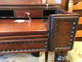 Antique Mahogany Colonial Mfg Ladies Spinet Writing Desk Flip - Top Table 4