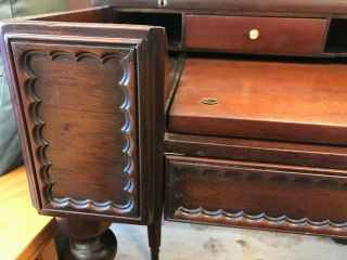 Antique Mahogany Colonial Mfg Ladies Spinet Writing Desk Flip - Top Table 5