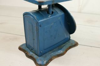 Antique 1900 ' s National Family Kitchen Scale 24 Lb Hardware Store Blue Rustic 5