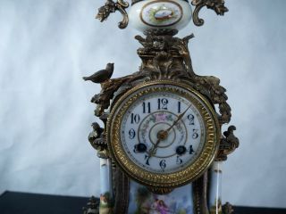Sevres clock with hand painted porcelain inserts,  Bronze and beautifully ornate 3