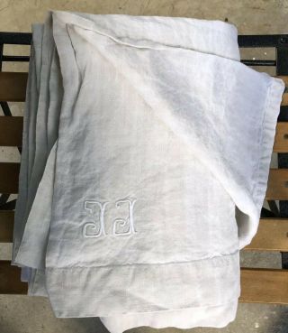 Heavy French Handmade Métis Linen & Cotton Sheet W/center Seam Jj 82”x112”