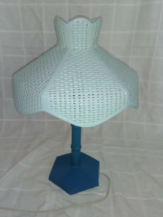 Vtg Mid - Century Mod Gilbert Softlite Plastic Blue Portable Table Lamp Ul C - 5