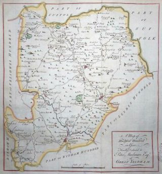 1768 Essex Map Of Hinckford Hundred Braintree Halsted Stebbing Hedingham (lm4
