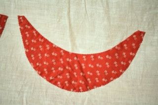 1890 ' s Vintage Red & White Oak Reel Applique Antique Quilt Top SWAG BORDER 6
