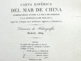 China sea.  Antique Map.  Madrid 1864.  Borneo.  Malaca 5