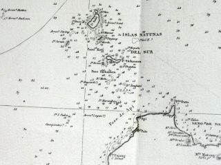 China sea.  Antique Map.  Madrid 1864.  Borneo.  Malaca 7