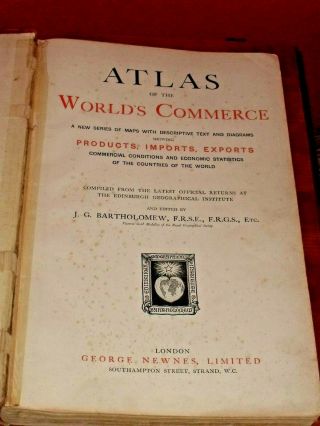 ANTIQUE ATLAS OF THE WORLDS COMMERCE BY JG BARTHOLOMEW 1907 3