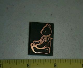 Vintage Letterpress Printing Block Jointed Teddy Bear With Bow
