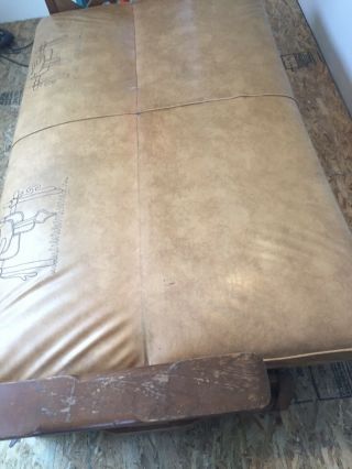 Vintage Wagon Wheel Couch Tan 2