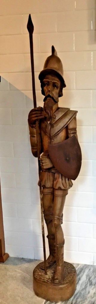 Huge Carved Spain Wood Statue Don Quixote 44 " Tall