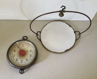 Antique John Chatillon & Sons Country Store Hanging Weight Scale Porcelain Pan