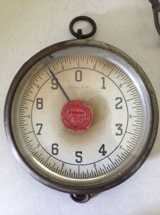Antique John Chatillon & Sons Country Store Hanging Weight Scale Porcelain Pan 5