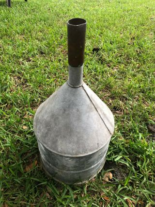 Vintage Large 23 x 11.  5 Galvanized Metal Tractor Funnel Old Farm Rustic Country 2