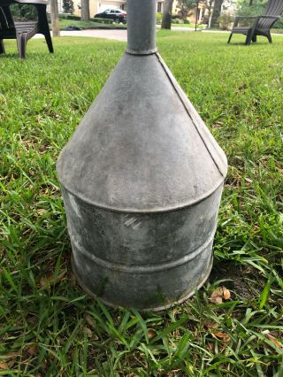 Vintage Large 23 x 11.  5 Galvanized Metal Tractor Funnel Old Farm Rustic Country 3