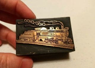 Vintage Letterpress Printing Block Pennsylvania Railroad Train Engine & Car