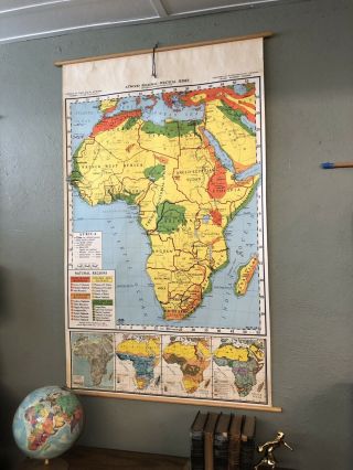 Vintage Large Rare Wall School Map Africa 1955 Nystron Atwood Regional Egypt