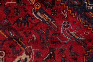 Vintage Bird Design Tribal Abadeh Hand - Knotted Oriental Area Rug Deep Red 5 