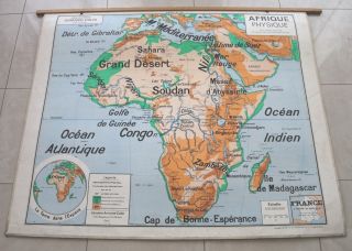 P Vidal - Lablache Vintage School Map.  No.  316 Africa.  (1mx1m20).