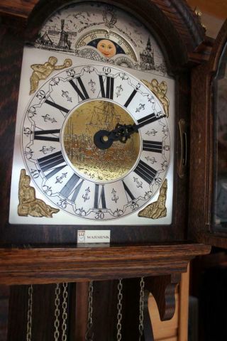 GIANT WESTMINSTER WARMINK ZAANSE WALL CLOCK CUPPERCARVED DIAL MOONPHASE 4