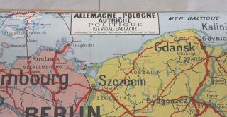 P Vidal - Lablache Vintage School Map.  No.  27 Germany/Austria/Poland.  (1mx1m20). 5
