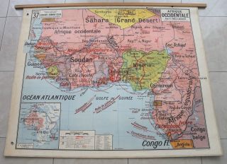 Vidal Lablache Vintage School Map.  No.  38 Africa/tunisia.  (1m X 1m20).