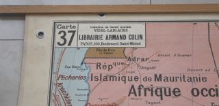 Vidal Lablache Vintage School Map.  No.  38 Africa/Tunisia.  (1m x 1m20). 4