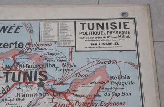 Vidal Lablache Vintage School Map.  No.  38 Africa/Tunisia.  (1m x 1m20). 5