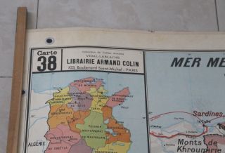 Vidal Lablache Vintage School Map.  No.  38 Africa/Tunisia.  (1m x 1m20). 6