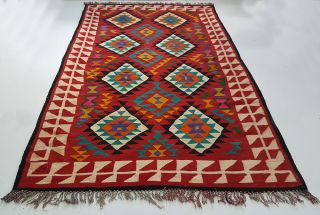 Tunisian Berber Vintage Tribal Antique Wool Kilim Rug Wool Mergoum 7.  8ft X4.  6ft