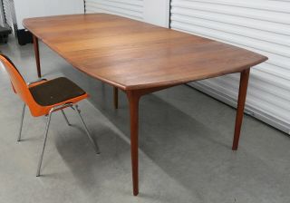Danish Mid Century Teak Ext.  Dining Table 106 In.  With 2 Leaves