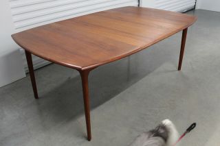Danish Mid Century Teak Ext.  Dining Table 106 in.  with 2 leaves 9