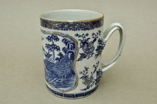 Antique Qing Chinese Porcelain Blue & White Tankard 18th C.  Qianlong Period