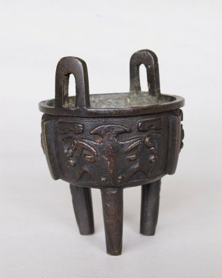 Chinese Bronze Taotie Mask Incense Burner Censer,  Qing dynasty 2