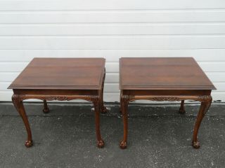 Flame Mahogany Ball And Claw Side End Tables By Lane Furniture 9542