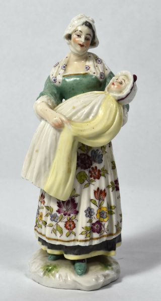 Antique German Porcelain Figurine Of Mother Holding Infant - Meissen Quality