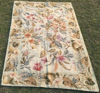Perfectly Hand Embroidered Cross Stich Garden Rug/tapestry 1057size:5.  5x3.  9ft