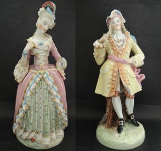 Antique Couple Jacob Petit Lady And Gentleman Figures Signed