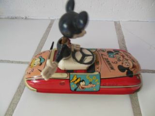 1950 ' S LOUIS MARX WALT DISNEY THE DRIVER TIN WIND UP CAR TOY 3