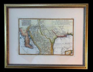1780 Bonne Hand Colored Copper Engraved Map Of North Mexico