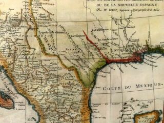 1780 Bonne hand colored copper engraved map of North Mexico 2