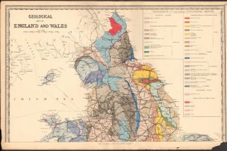 1890 Ca Antique Map - Geological Map Of England And Wales,  2 Sheets