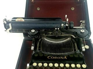 Antique 1900 ' s Corona 3 Folding Typewriter in Case Serial 81053 MFD 1916 3
